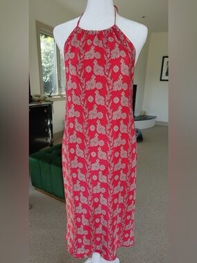 Gap Y2K Summer 2003 Red Paisley Halter midi Dress
